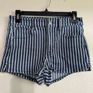 American Eagle Shorts Size 4‎ High Rise Shortie Next Level Stretch Denim Stripes